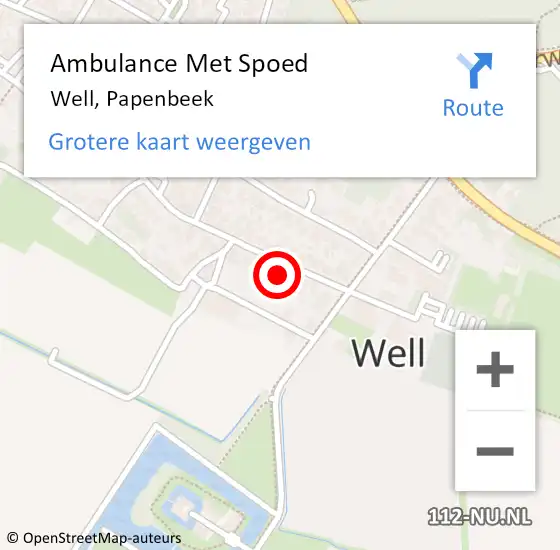 Locatie op kaart van de 112 melding: Ambulance Met Spoed Naar Well, Papenbeek op 17 februari 2015 14:22