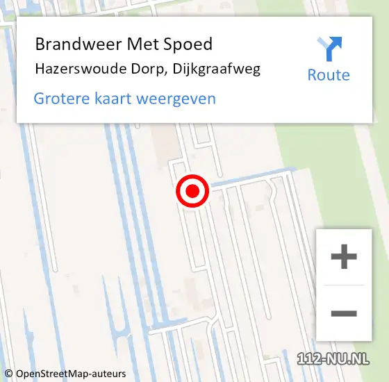 Locatie op kaart van de 112 melding: Brandweer Met Spoed Naar Hazerswoude Dorp, Dijkgraafweg op 17 februari 2015 14:23