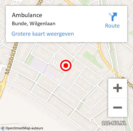 Locatie op kaart van de 112 melding: Ambulance Bunde, Wilgenlaan op 17 februari 2015 14:46