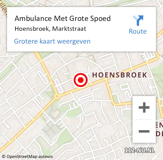 Locatie op kaart van de 112 melding: Ambulance Met Grote Spoed Naar Hoensbroek, Marktstraat op 17 februari 2015 14:54