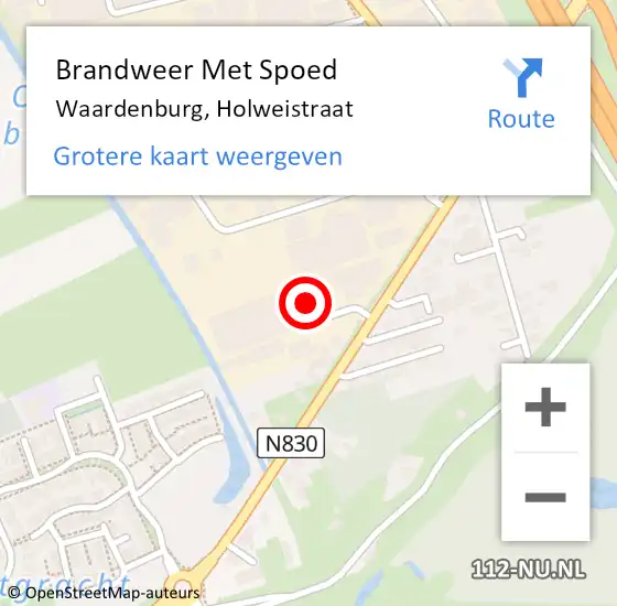 Locatie op kaart van de 112 melding: Brandweer Met Spoed Naar Waardenburg, Holweistraat op 17 februari 2015 15:07