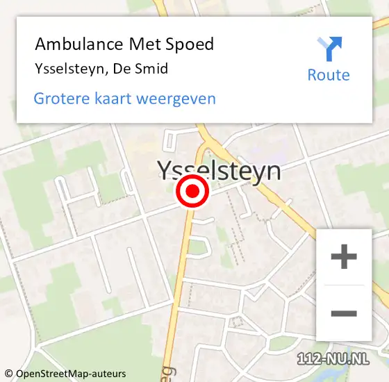 Locatie op kaart van de 112 melding: Ambulance Met Spoed Naar Ysselsteyn, De Smid op 17 februari 2015 15:14