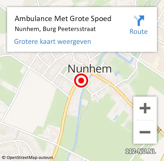 Locatie op kaart van de 112 melding: Ambulance Met Grote Spoed Naar Nunhem, Burg Peetersstraat op 17 februari 2015 15:42