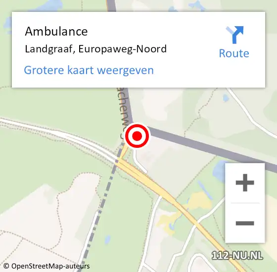 Locatie op kaart van de 112 melding: Ambulance Landgraaf, Europaweg-Noord op 17 februari 2015 15:47