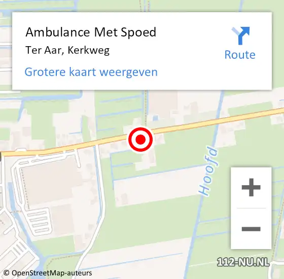 Locatie op kaart van de 112 melding: Ambulance Met Spoed Naar Ter Aar, Kerkweg op 17 februari 2015 15:53