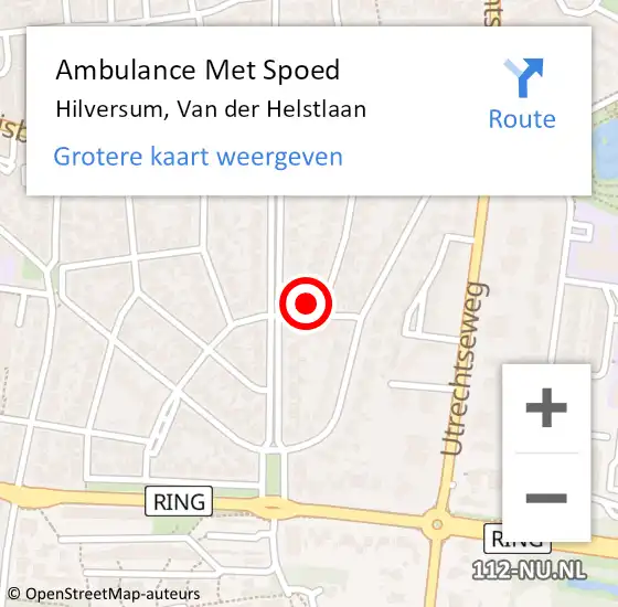 Locatie op kaart van de 112 melding: Ambulance Met Spoed Naar Hilversum, Van der Helstlaan op 17 februari 2015 16:03