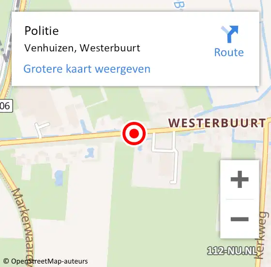 Locatie op kaart van de 112 melding: Politie Venhuizen, Westerbuurt op 17 februari 2015 16:05