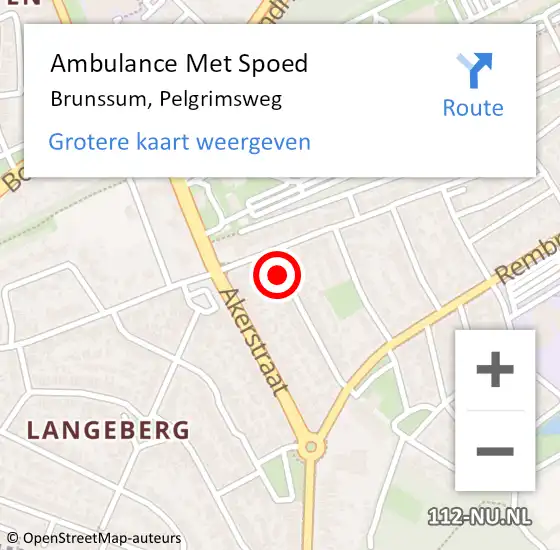 Locatie op kaart van de 112 melding: Ambulance Met Spoed Naar Brunssum, Pelgrimsweg op 17 februari 2015 16:36