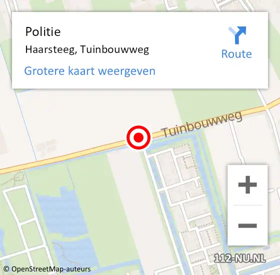 Locatie op kaart van de 112 melding: Politie Haarsteeg, Tuinbouwweg op 17 februari 2015 17:00