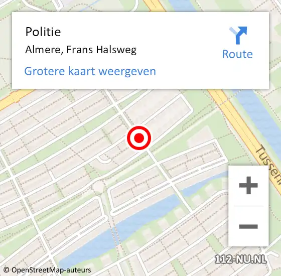 Locatie op kaart van de 112 melding: Politie Almere, Frans Halsweg op 17 februari 2015 17:11