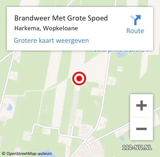 Locatie op kaart van de 112 melding: Brandweer Met Grote Spoed Naar Harkema, Wopkeloane op 17 februari 2015 17:18