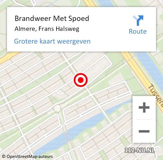 Locatie op kaart van de 112 melding: Brandweer Met Spoed Naar Almere, Frans Halsweg op 17 februari 2015 17:18