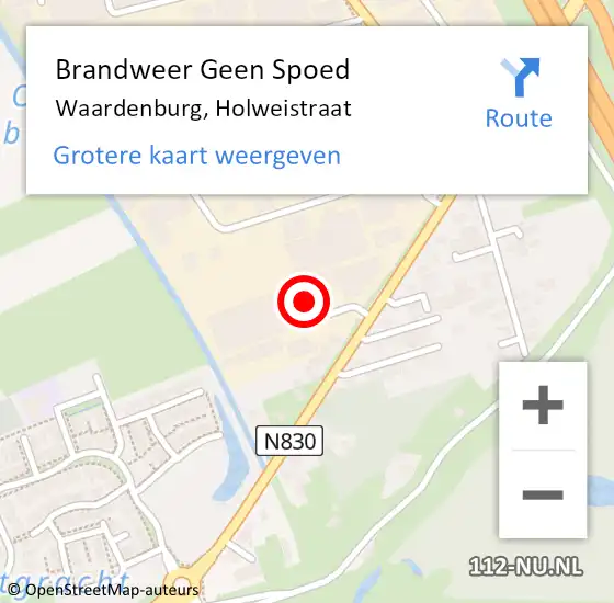 Locatie op kaart van de 112 melding: Brandweer Geen Spoed Naar Waardenburg, Holweistraat op 17 februari 2015 17:21