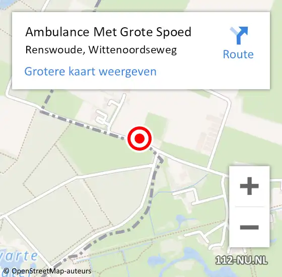 Locatie op kaart van de 112 melding: Ambulance Met Grote Spoed Naar Renswoude, Wittenoordseweg op 17 februari 2015 17:27