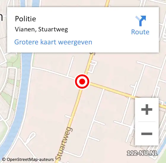 Locatie op kaart van de 112 melding: Politie Vianen, Stuartweg op 17 februari 2015 17:29