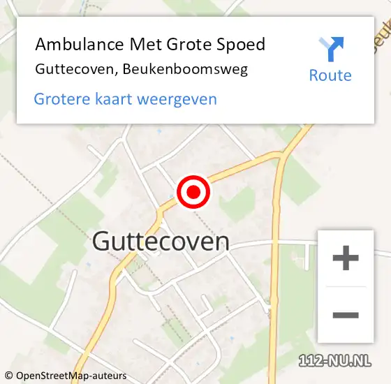 Locatie op kaart van de 112 melding: Ambulance Met Grote Spoed Naar Guttecoven, Beukenboomsweg op 30 oktober 2013 08:48