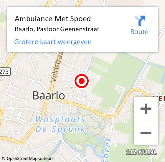 Locatie op kaart van de 112 melding: Ambulance Met Spoed Naar Baarlo, Pastoor Geenenstraat op 17 februari 2015 18:04