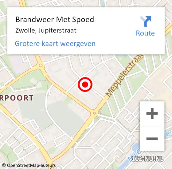 Locatie op kaart van de 112 melding: Brandweer Met Spoed Naar Zwolle, Jupiterstraat op 17 februari 2015 18:29
