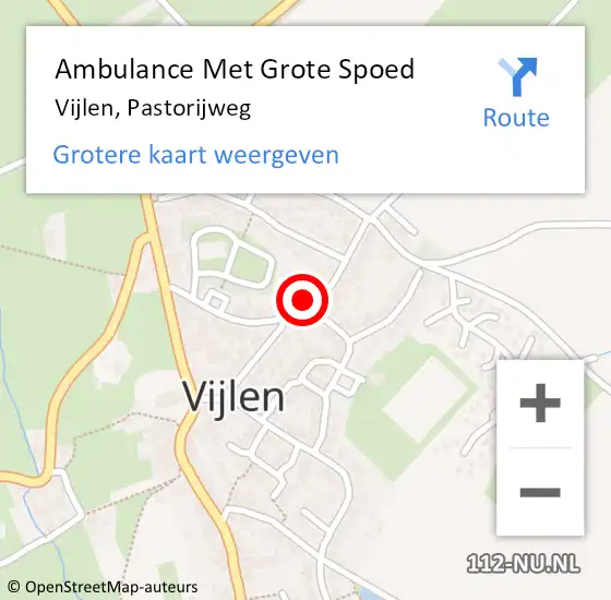 Locatie op kaart van de 112 melding: Ambulance Met Grote Spoed Naar Vijlen, Pastorijweg op 17 februari 2015 18:36