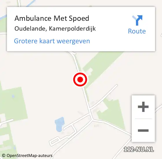 Locatie op kaart van de 112 melding: Ambulance Met Spoed Naar Oudelande, Kamerpolderdijk op 17 februari 2015 18:57