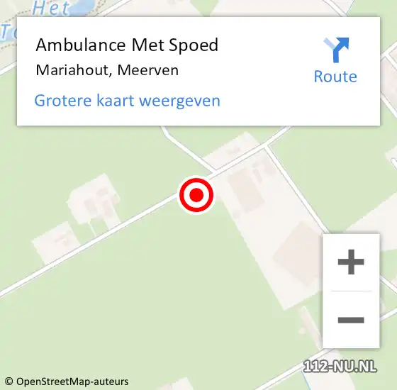 Locatie op kaart van de 112 melding: Ambulance Met Spoed Naar Mariahout, Meerven op 17 februari 2015 20:23