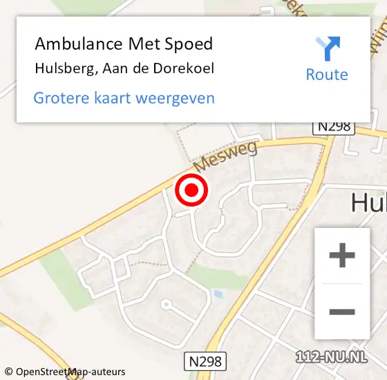 Locatie op kaart van de 112 melding: Ambulance Met Spoed Naar Hulsberg, Aan de Dorekoel op 17 februari 2015 20:36