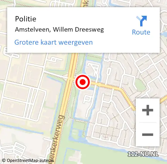 Locatie op kaart van de 112 melding: Politie Amstelveen, Willem Dreesweg op 30 oktober 2013 09:04