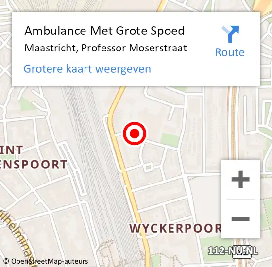 Locatie op kaart van de 112 melding: Ambulance Met Grote Spoed Naar Maastricht, Professor Moserstraat op 17 februari 2015 21:41