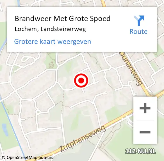 Locatie op kaart van de 112 melding: Brandweer Met Grote Spoed Naar Lochem, Landsteinerweg op 17 februari 2015 22:02