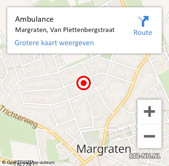 Locatie op kaart van de 112 melding: Ambulance Margraten, Van Plettenbergstraat op 17 februari 2015 22:21