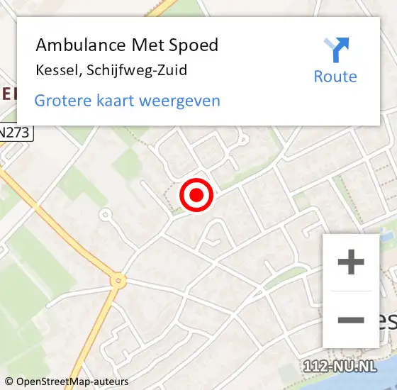 Locatie op kaart van de 112 melding: Ambulance Met Spoed Naar Kessel, Schijfweg-Zuid op 17 februari 2015 22:25