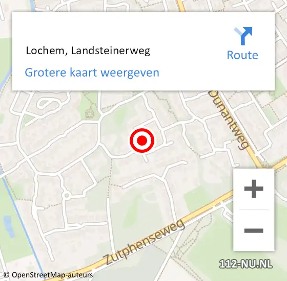 Locatie op kaart van de 112 melding:  Lochem, Landsteinerweg op 17 februari 2015 22:27