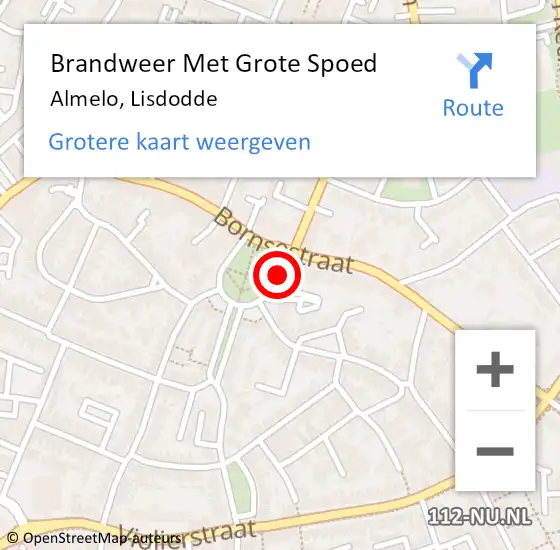 Locatie op kaart van de 112 melding: Brandweer Met Grote Spoed Naar Almelo, Lisdodde op 17 februari 2015 22:58