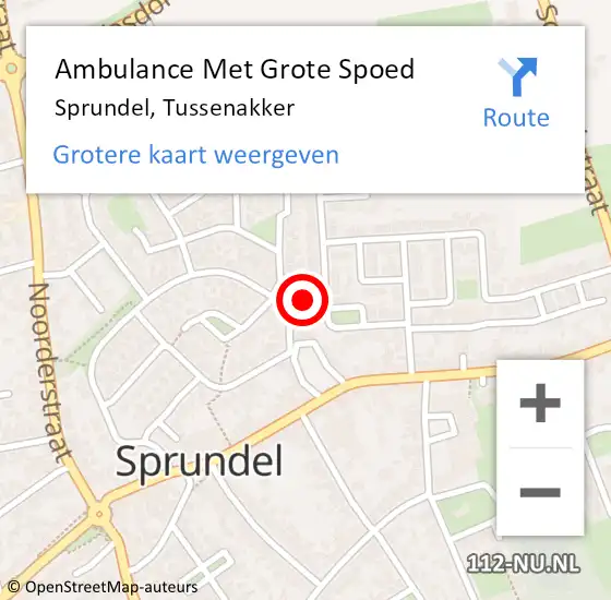 Locatie op kaart van de 112 melding: Ambulance Met Grote Spoed Naar Sprundel, Tussenakker op 17 februari 2015 23:43