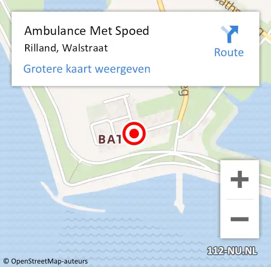 Locatie op kaart van de 112 melding: Ambulance Met Spoed Naar Rilland, Walstraat op 18 februari 2015 01:26