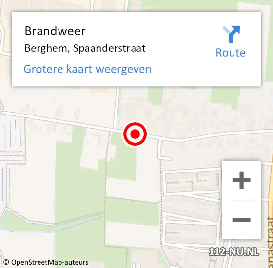 Locatie op kaart van de 112 melding: Brandweer Berghem, Spaanderstraat op 18 februari 2015 01:44