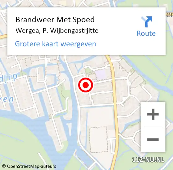 Locatie op kaart van de 112 melding: Brandweer Met Spoed Naar Wergea, P. Wijbengastrjitte op 18 februari 2015 02:48