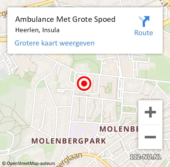 Locatie op kaart van de 112 melding: Ambulance Met Grote Spoed Naar Heerlen, Insula op 18 februari 2015 03:34