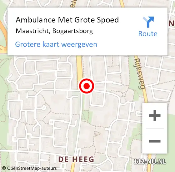 Locatie op kaart van de 112 melding: Ambulance Met Grote Spoed Naar Maastricht, Bogaartsborg op 18 februari 2015 04:08