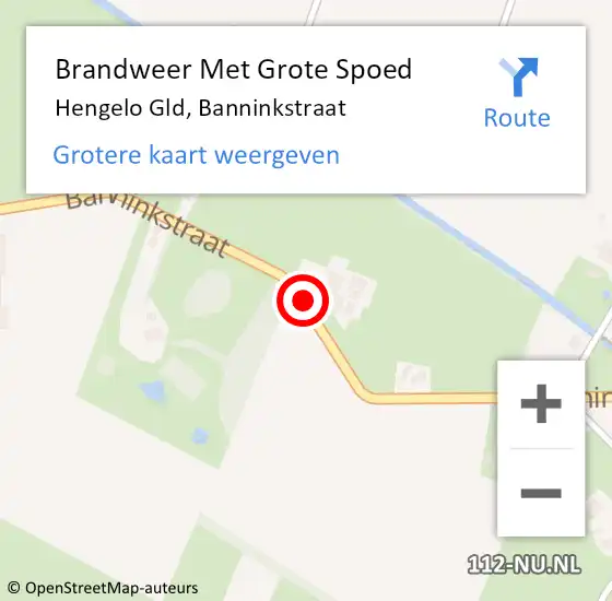 Locatie op kaart van de 112 melding: Brandweer Met Grote Spoed Naar Hengelo Gld, Banninkstraat op 18 februari 2015 05:02