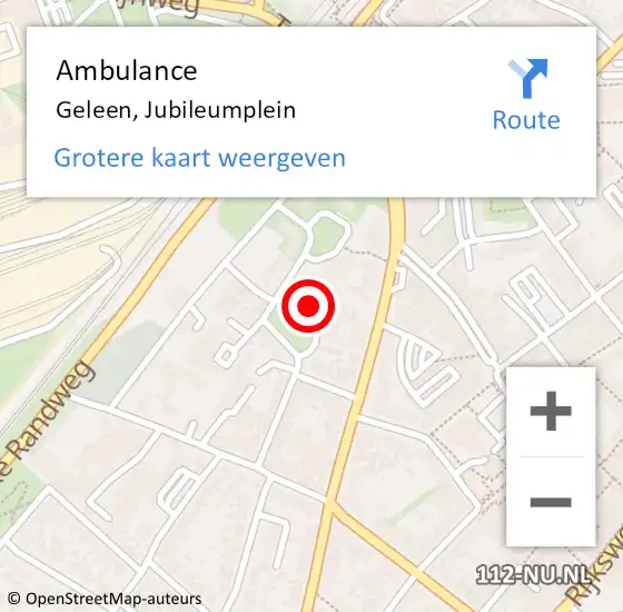 Locatie op kaart van de 112 melding: Ambulance Geleen, Jubileumplein op 18 februari 2015 08:07