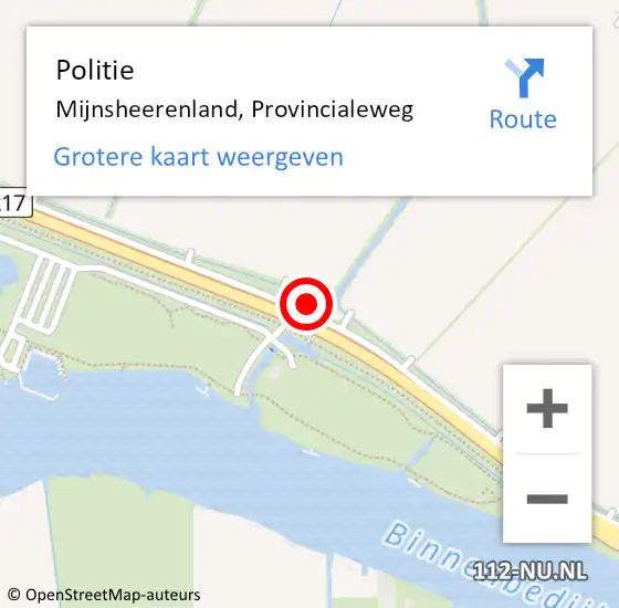 Locatie op kaart van de 112 melding: Politie Mijnsheerenland, Provincialeweg op 18 februari 2015 08:14