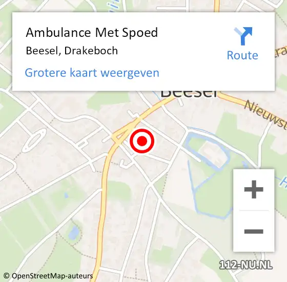 Locatie op kaart van de 112 melding: Ambulance Met Spoed Naar Beesel, Drakeboch op 18 februari 2015 08:32