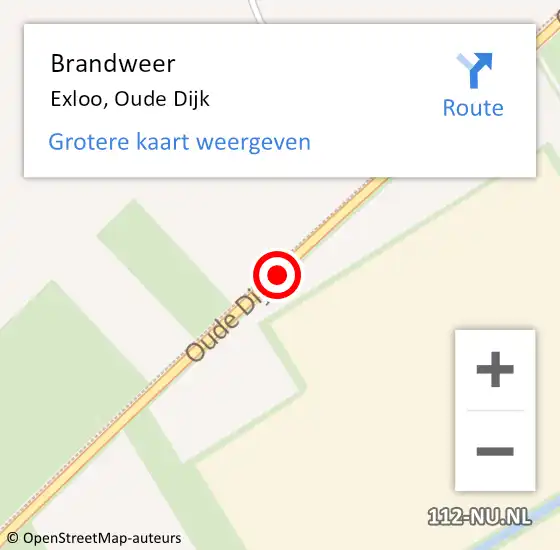 Locatie op kaart van de 112 melding: Brandweer Exloo, Oude Dijk op 18 februari 2015 09:12