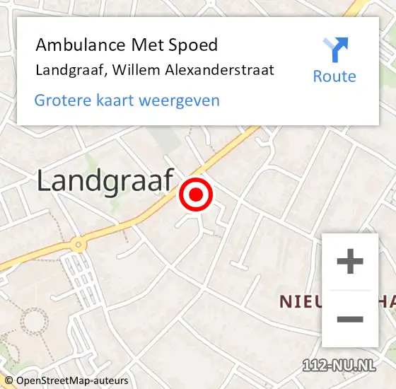 Locatie op kaart van de 112 melding: Ambulance Met Spoed Naar Landgraaf, Willem Alexanderstraat op 18 februari 2015 09:14