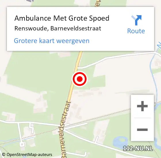 Locatie op kaart van de 112 melding: Ambulance Met Grote Spoed Naar Renswoude, Barneveldsestraat op 18 februari 2015 09:22