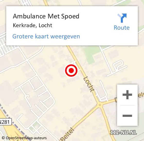 Locatie op kaart van de 112 melding: Ambulance Met Spoed Naar Kerkrade, Locht op 18 februari 2015 09:23