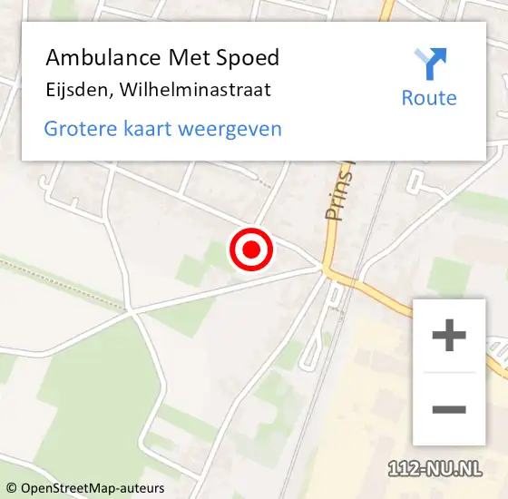 Locatie op kaart van de 112 melding: Ambulance Met Spoed Naar Eijsden, Wilhelminastraat op 18 februari 2015 09:44