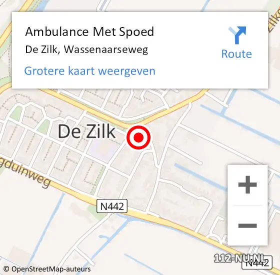 Locatie op kaart van de 112 melding: Ambulance Met Spoed Naar De Zilk, Wassenaarseweg op 18 februari 2015 09:49