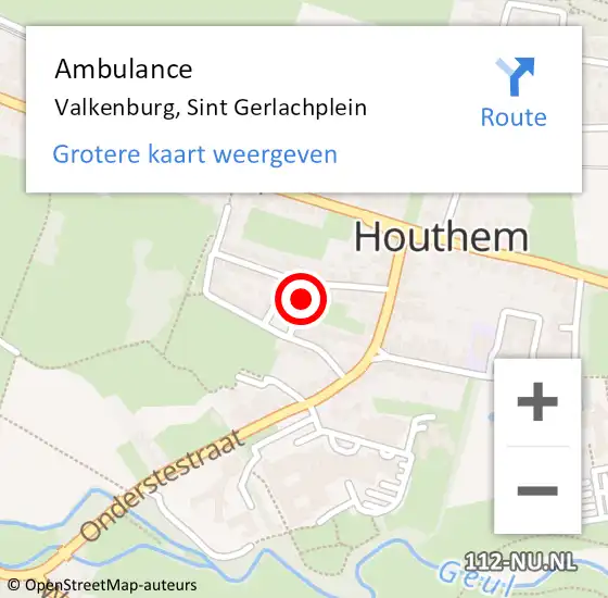 Locatie op kaart van de 112 melding: Ambulance Valkenburg, Sint Gerlachplein op 18 februari 2015 11:05